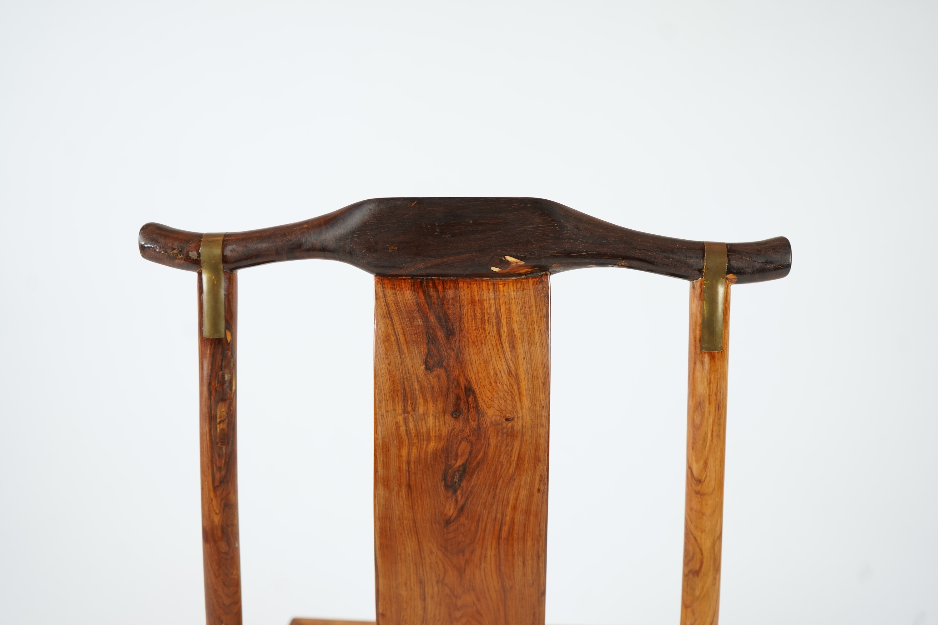 A Chinese huanghuali yoke-back side chair, denguayi, Qing dynasty